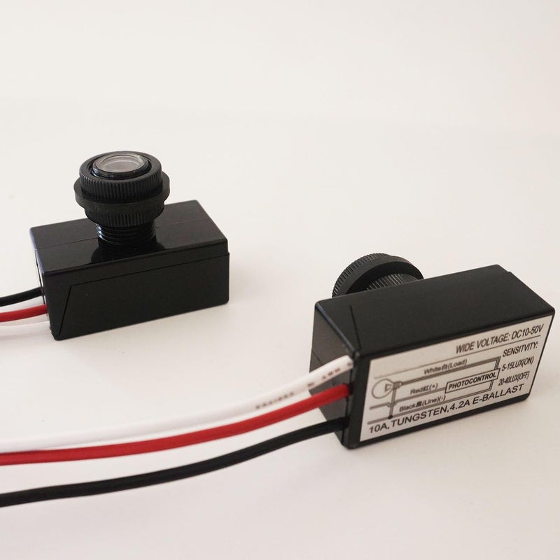 Heluok 2 Pack DC12V 24V 36V 48V Photoelectric Switch for Outdoor Lights, Dusk to Dawn Sensor, Auto ON Off Light Switch Controller, Raintight Automatic Photocell Light Sensor - 5A(DC 8-50V) - Image 5